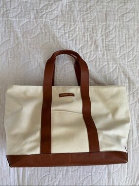 Vineyard Vines Preppy Canvas Leather Tote Bag